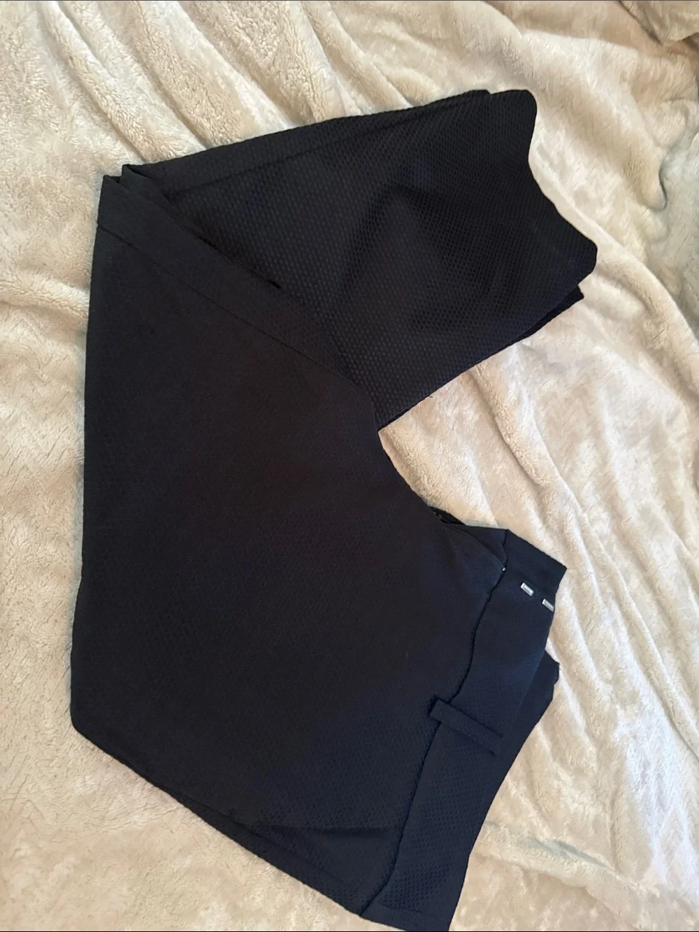 Womens capri Black Textured Dress Pants